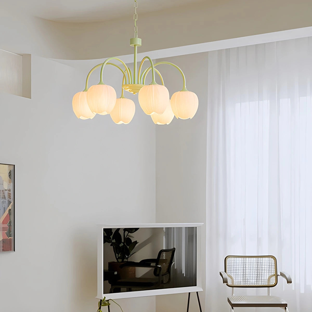 French Romance Tulip Matcha Chandelier