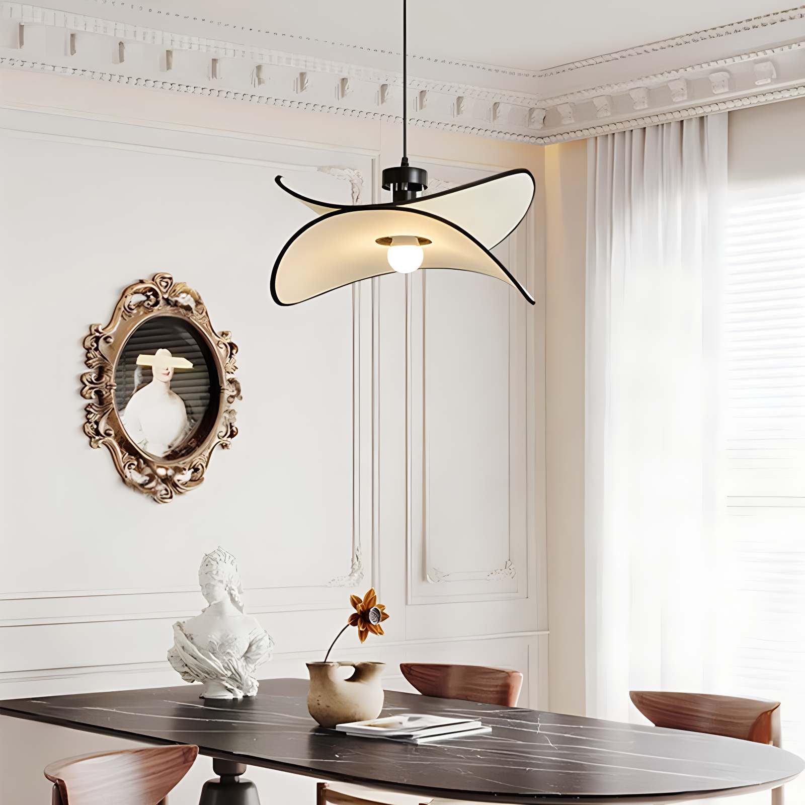 Antizer French Fabric Potato Chip Pendant Light for Dining Room