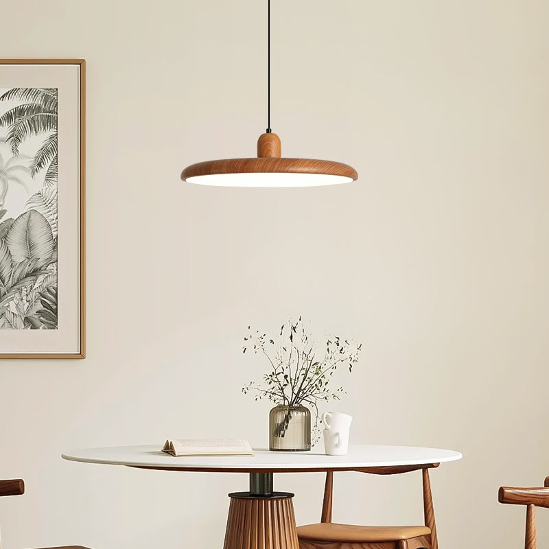 Retro Walnut Color Round Pendant Light