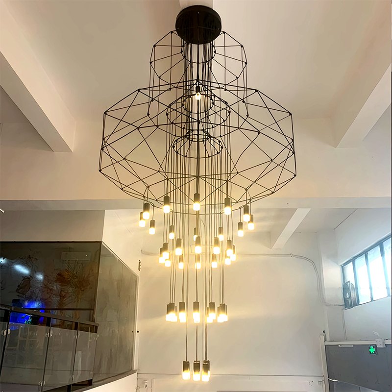 Wire Tiered Sculptural Chandelier