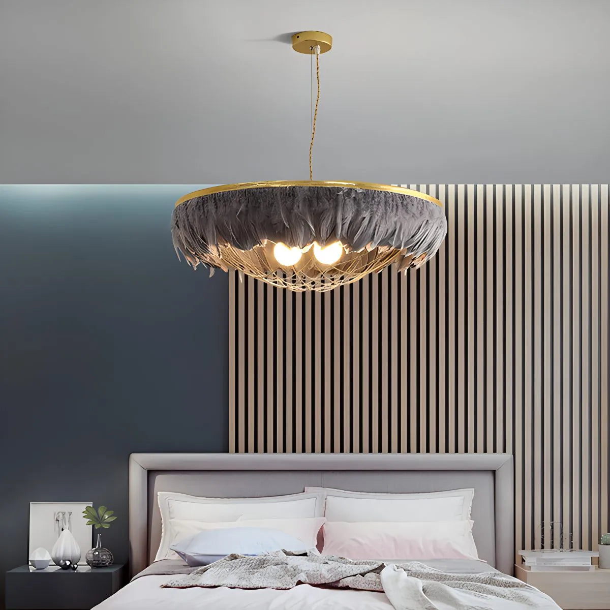 Antizer Feather Bird’s Nest Lamp for Bedroom Living Room