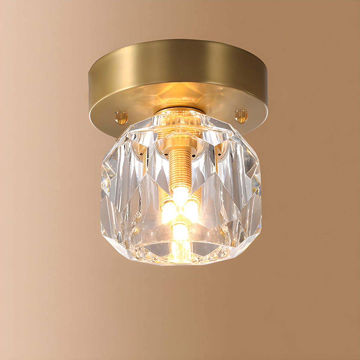 European Style Copper Glass Ceiling Lamp-G