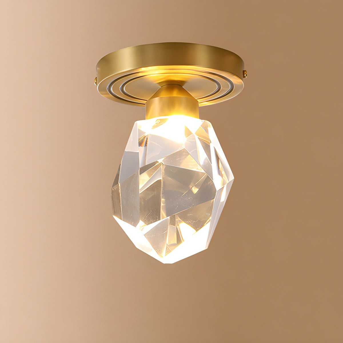 European Style Copper Glass Ceiling Lamp-G