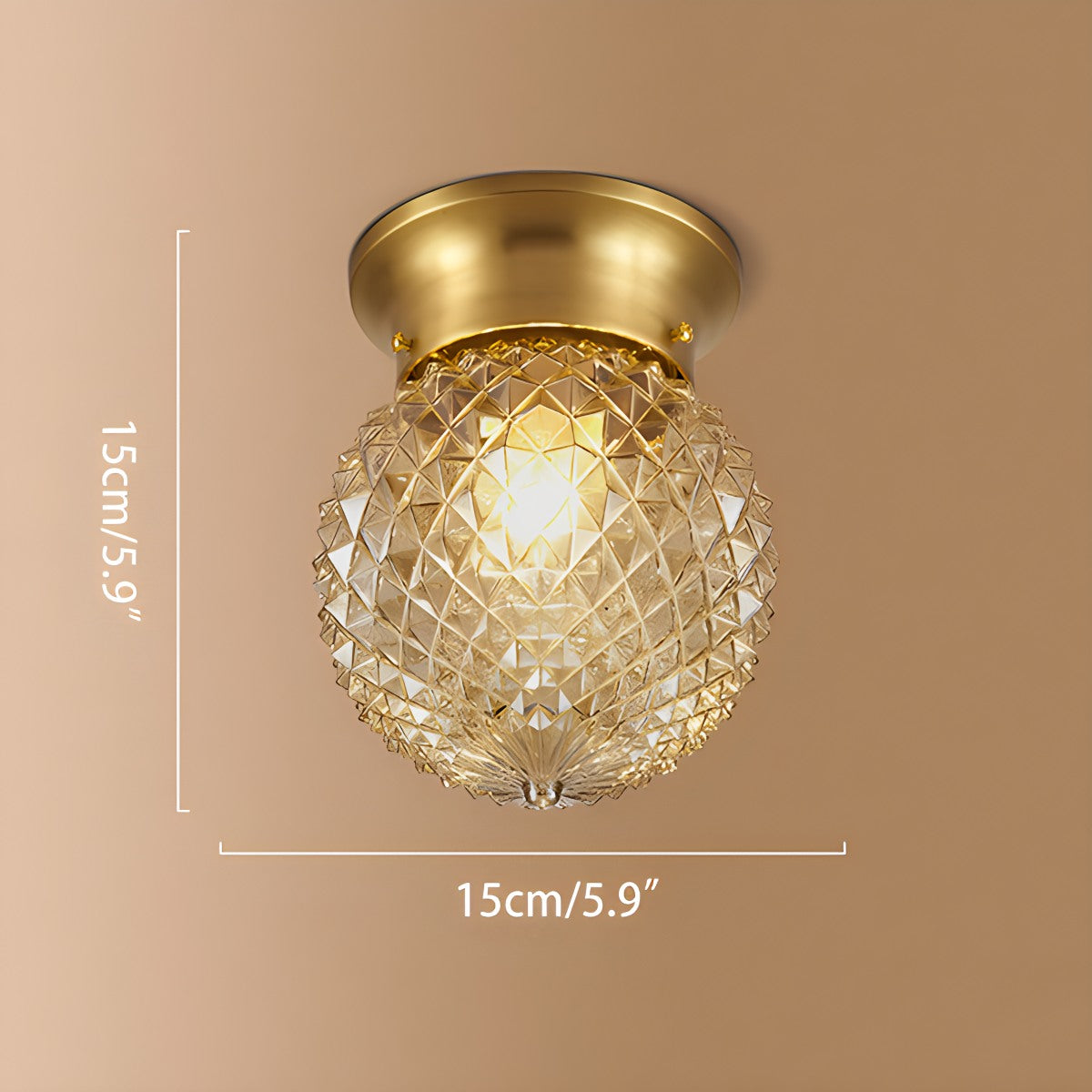 European Style Copper Glass Ceiling Lamp-G