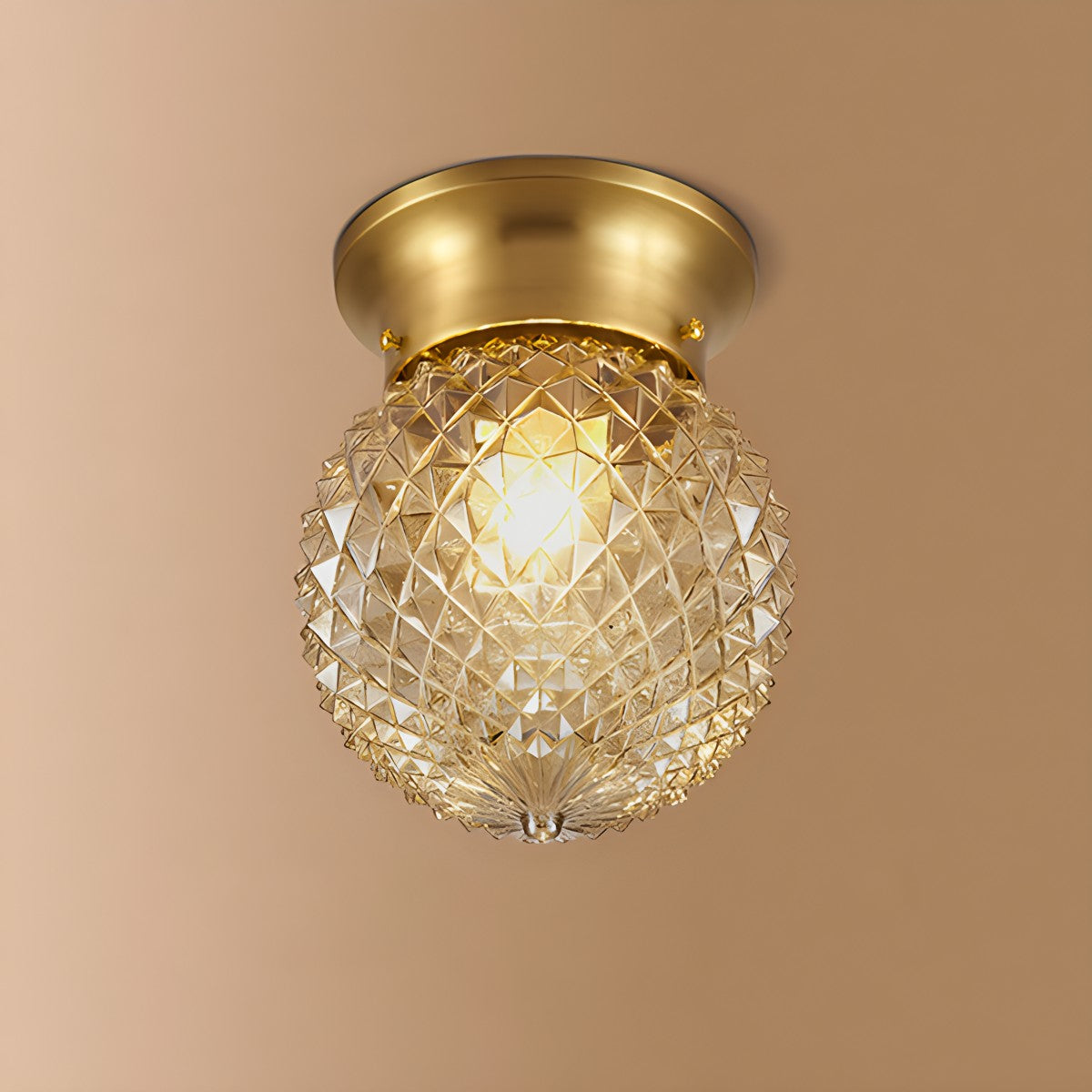 European Style Copper Glass Ceiling Lamp-G