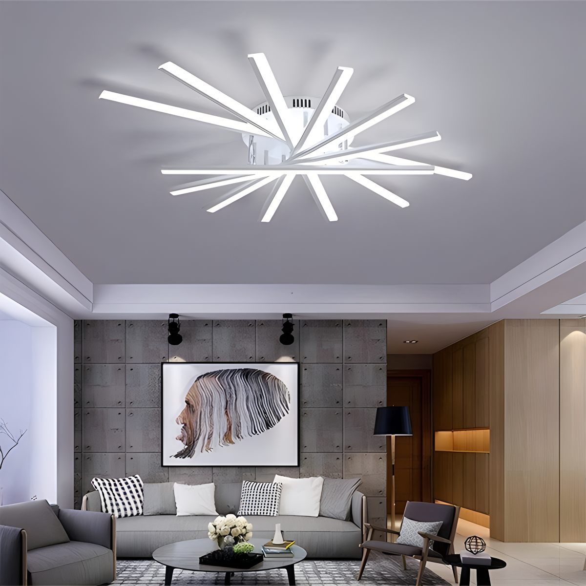 LED Strip Fan-Shaped Ceiling Lamp