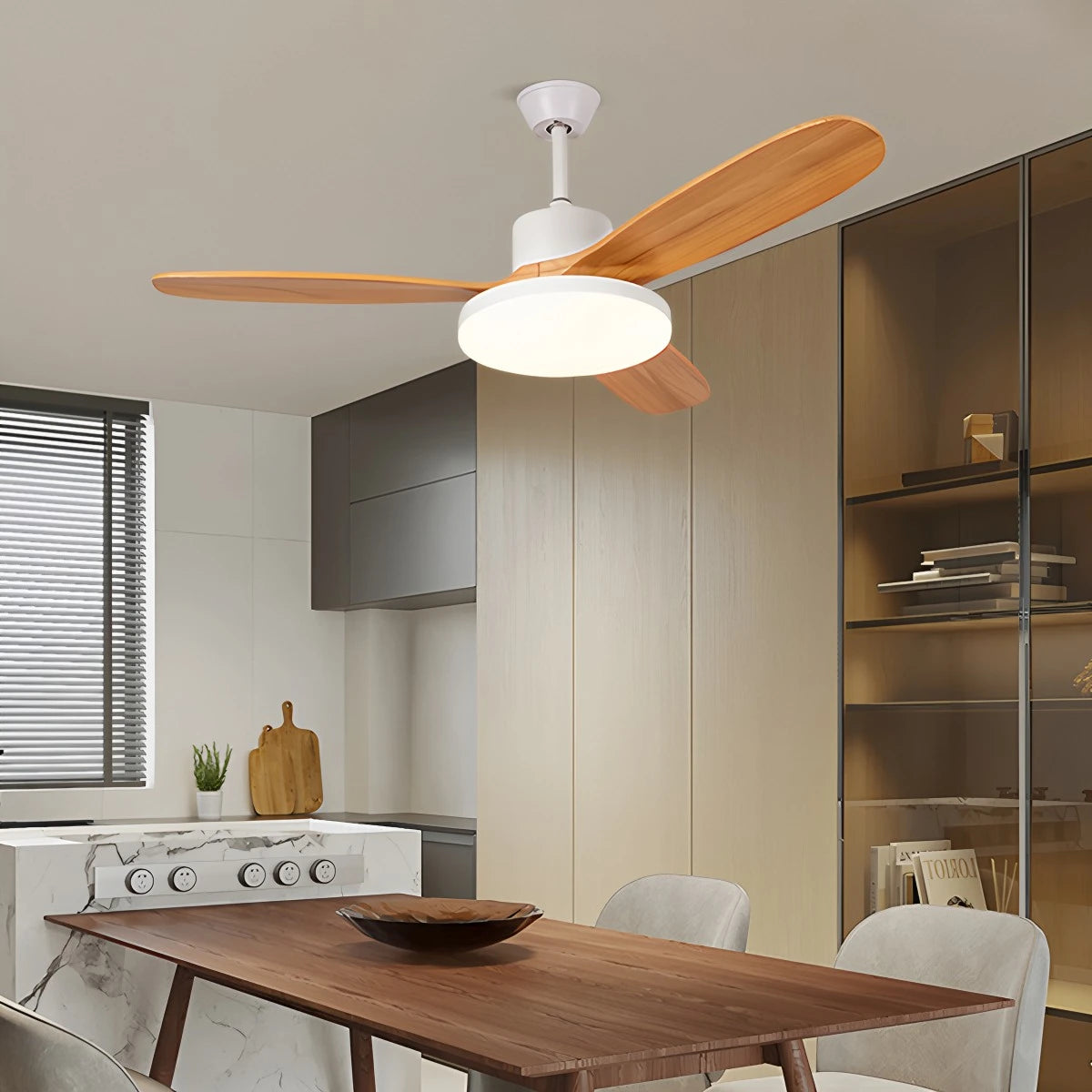 Antizer 3 Wood Blade Ceiling Fan with Light