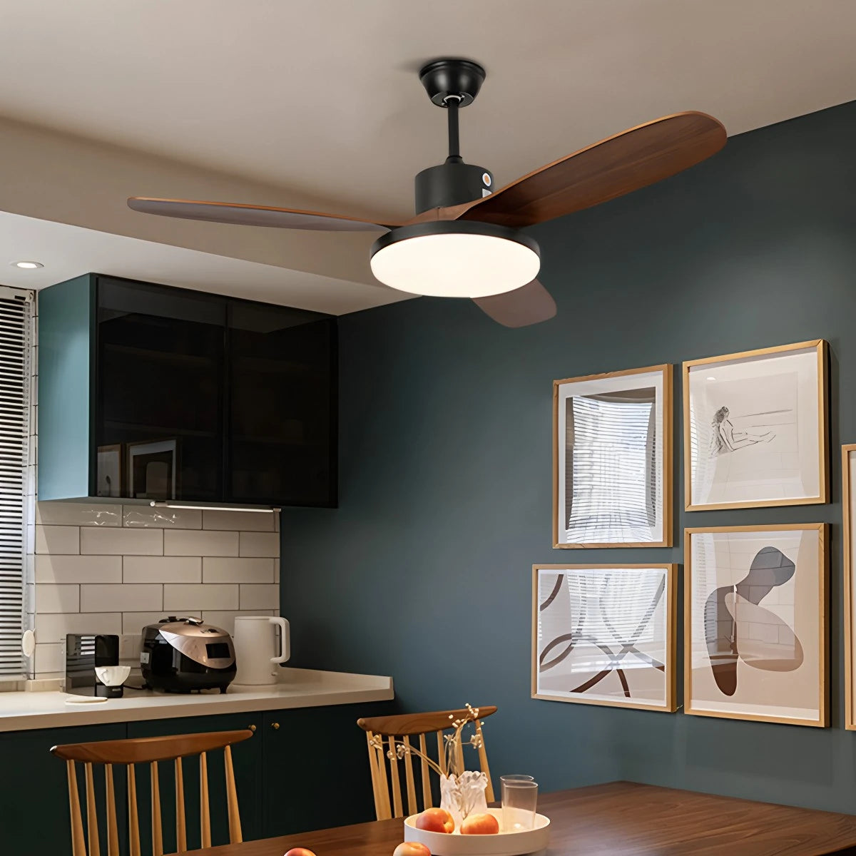 Antizer 3 Wood Blade Ceiling Fan with Light