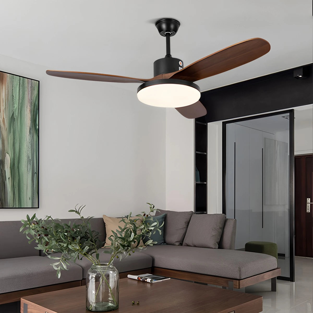 Antizer 3 Wood Blade Ceiling Fan with Light
