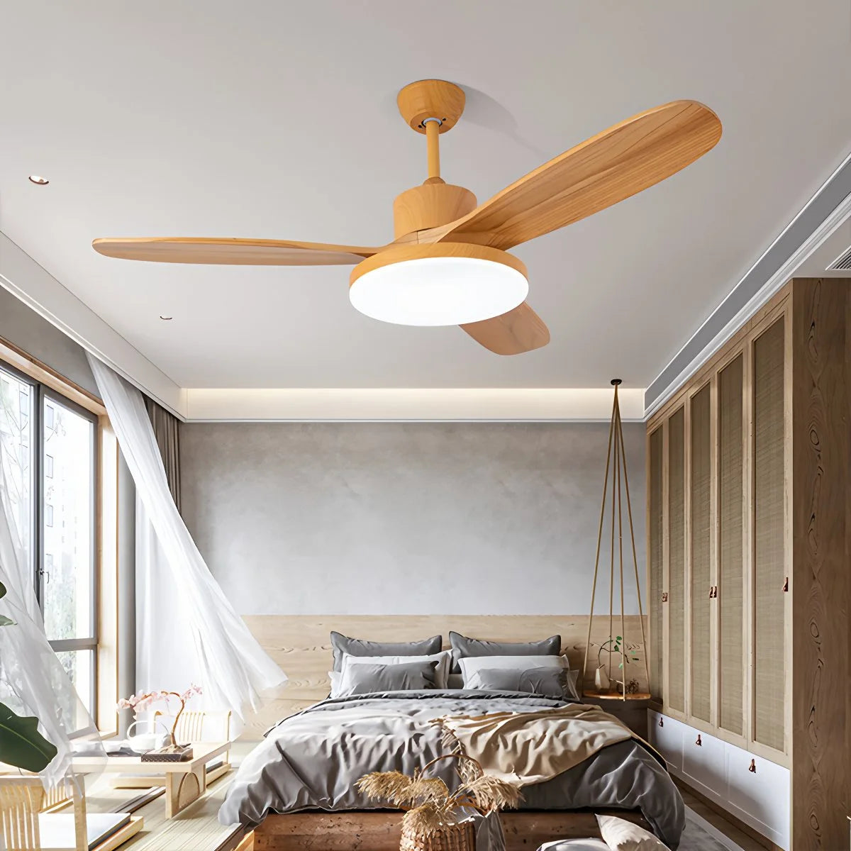 Antizer 3 Wood Blade Ceiling Fan with Light