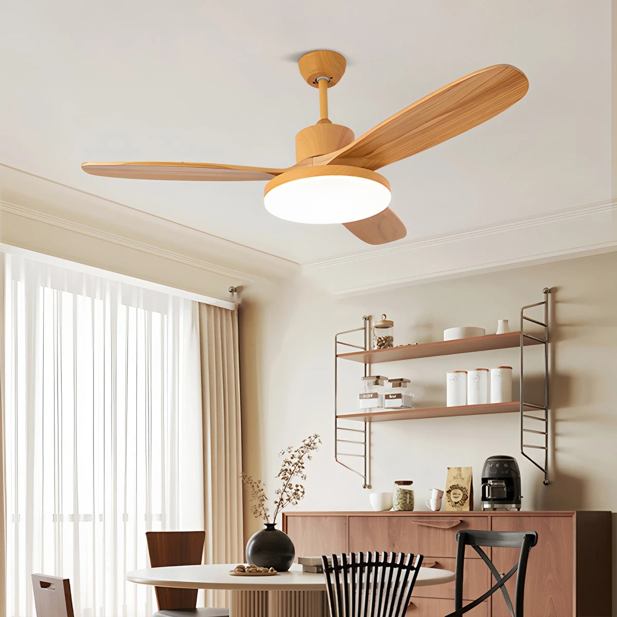 Antizer 3 Wood Blade Ceiling Fan with Light