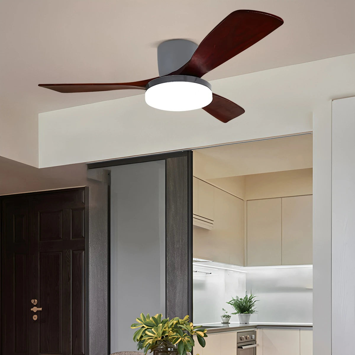 Antizer 3 Wood Blade Low Profile Ceiling Fan Lamp