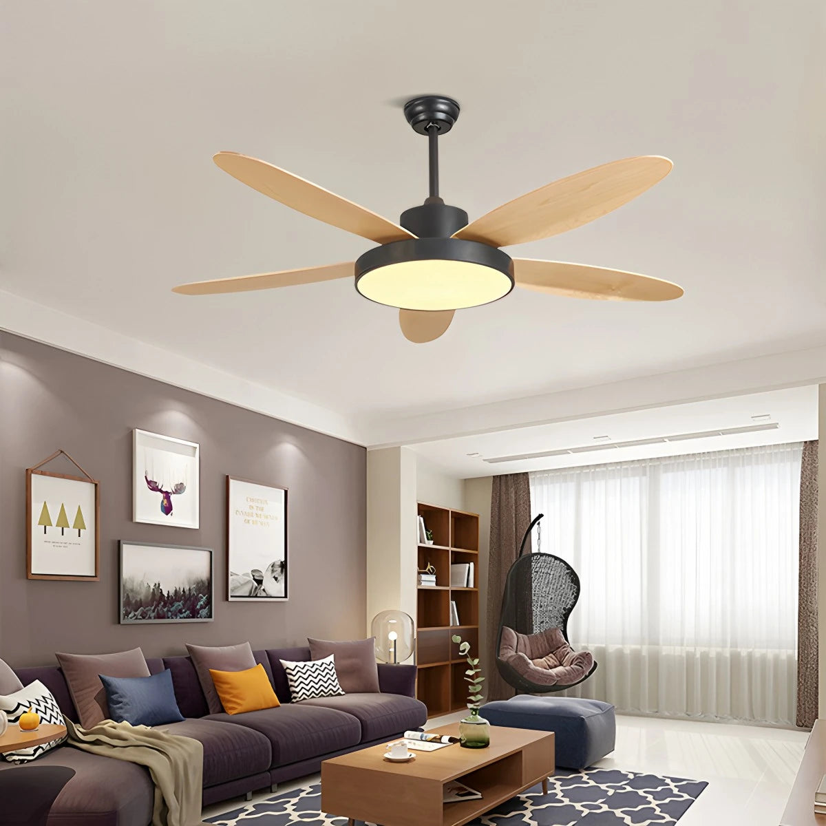 Antizer 5 Blade Modern Ceiling Fan Lamp for Living Room