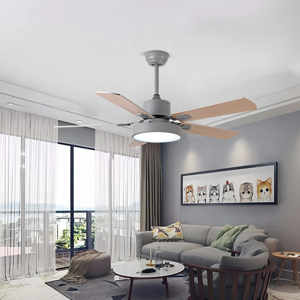Antizer 5 Blade Vintage Ceiling Fan Light for Living Room