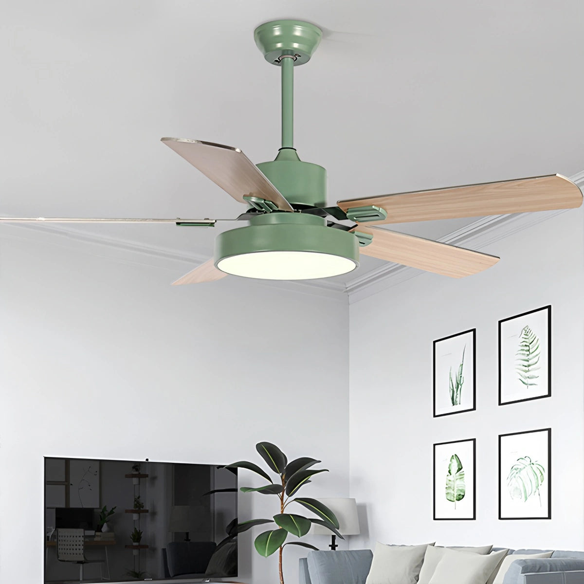 Antizer 5 Blade Vintage Ceiling Fan Light for Living Room