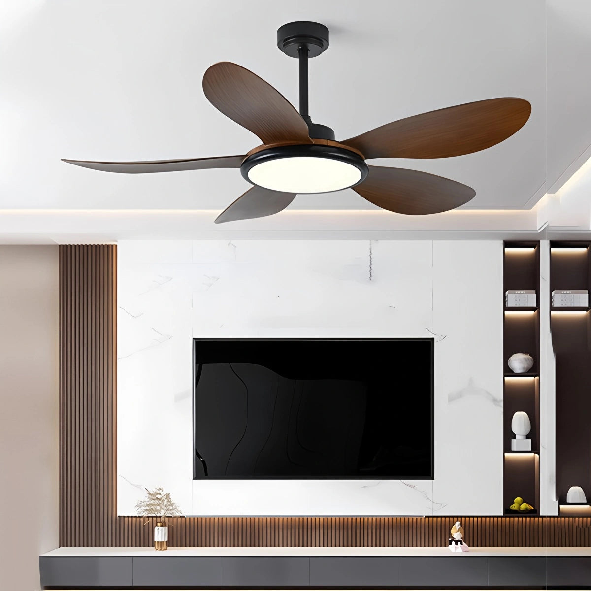 Antizer 5-Blade Wood Ceiling Fan with Light for Living Room