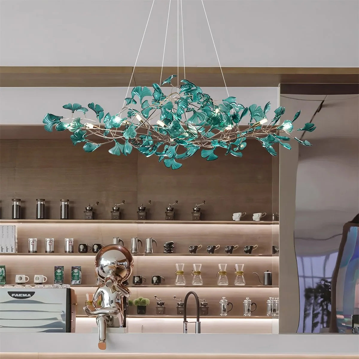 Antizer Acrylic Ginkgo Leaf Chandelier for Dining Area