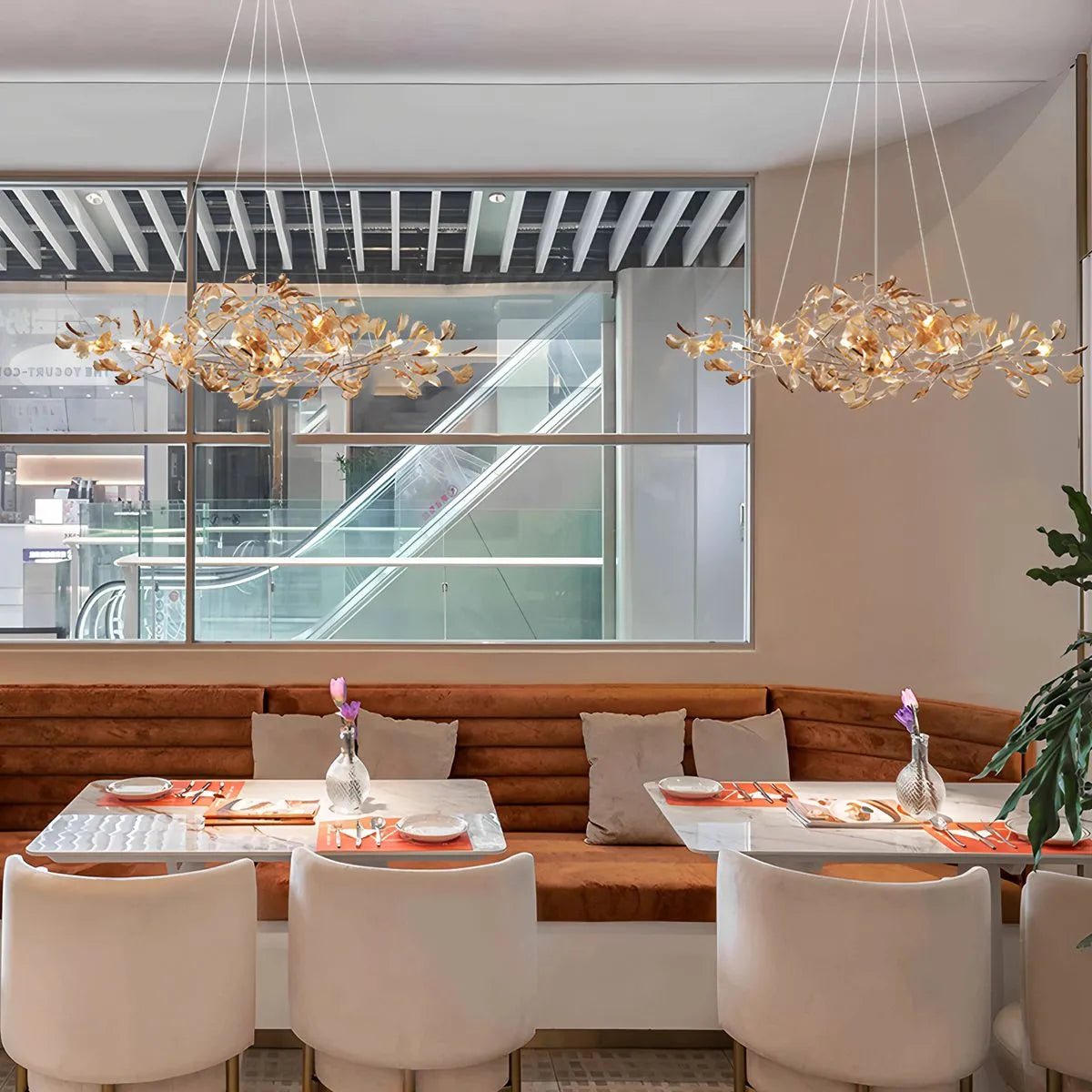 Antizer Acrylic Ginkgo Leaf Chandelier for Dining Area