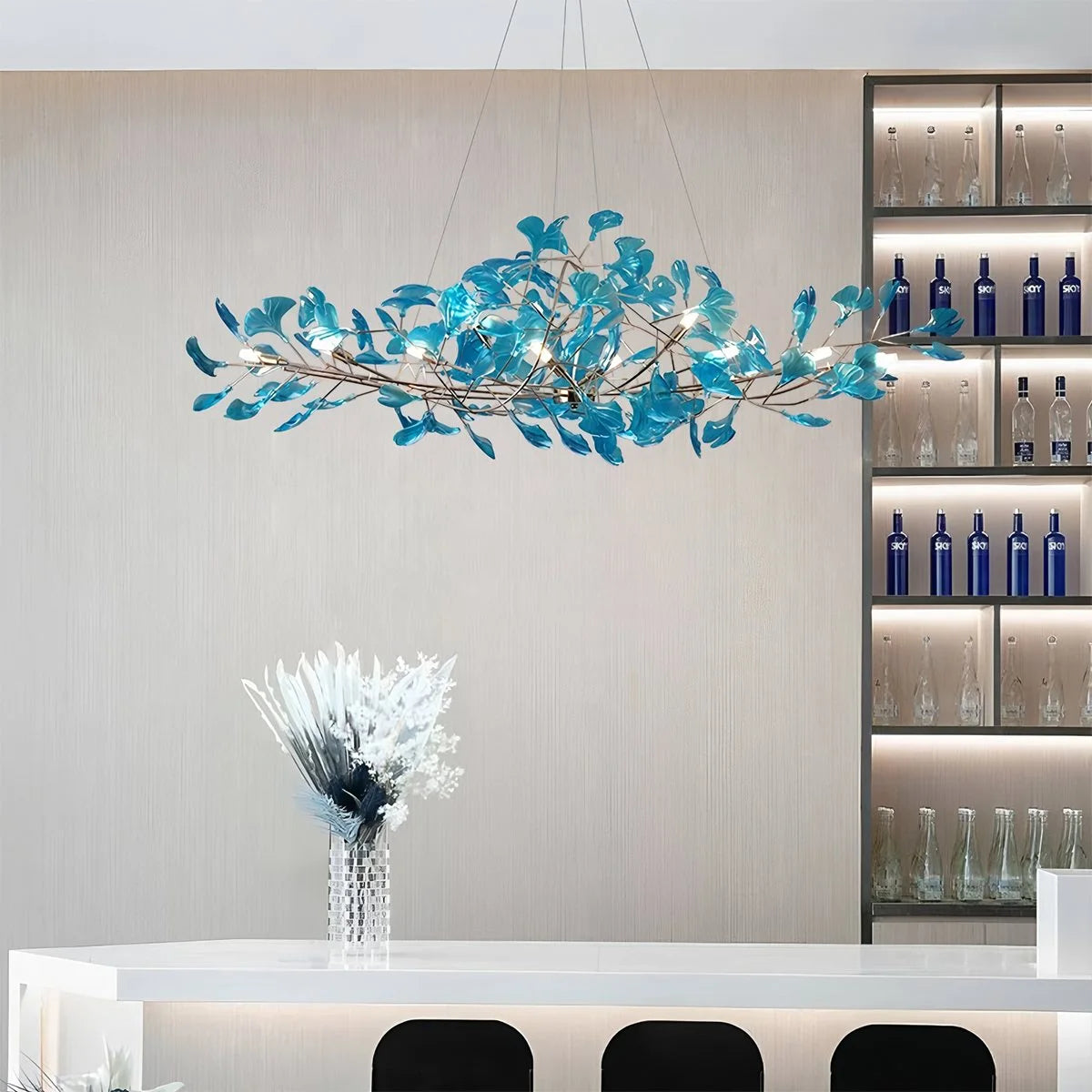 Antizer Acrylic Ginkgo Leaf Chandelier for Dining Area