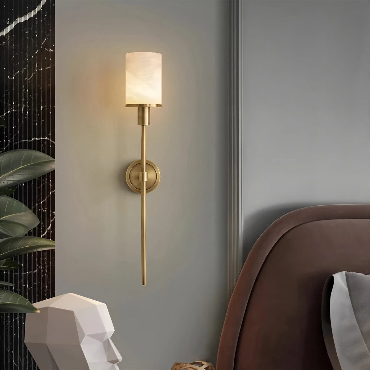 Antizer Alabaster Pillar Candle Wall Sconce