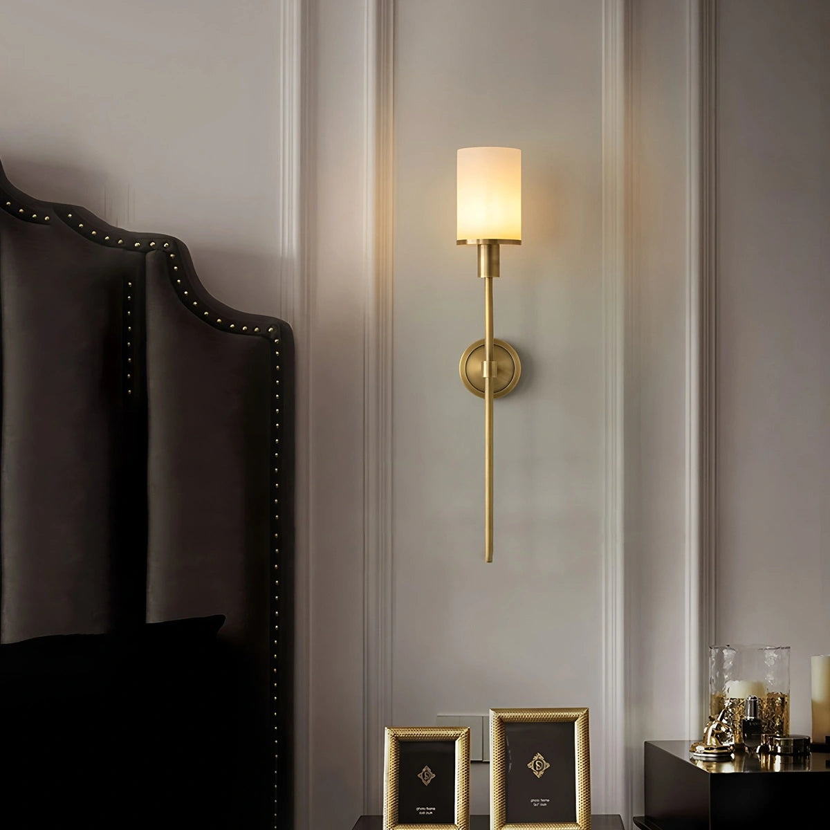 Antizer Alabaster Pillar Candle Wall Sconce