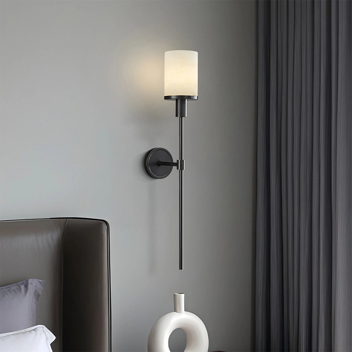 Antizer Alabaster Pillar Candle Wall Sconce