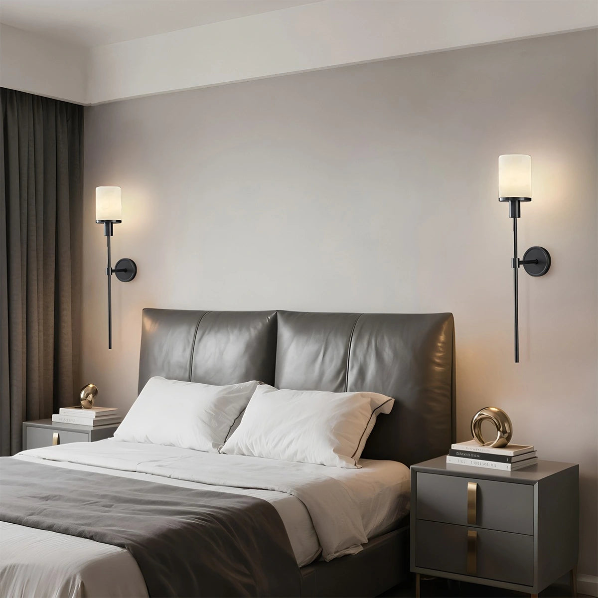 Antizer Alabaster Pillar Candle Wall Sconce