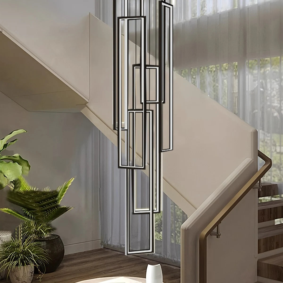 Antizer Aldarj Rectangular LED Staircase Chandelier