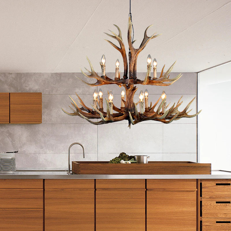 Antizer Antler Shape Resin Chandelier for Living Room