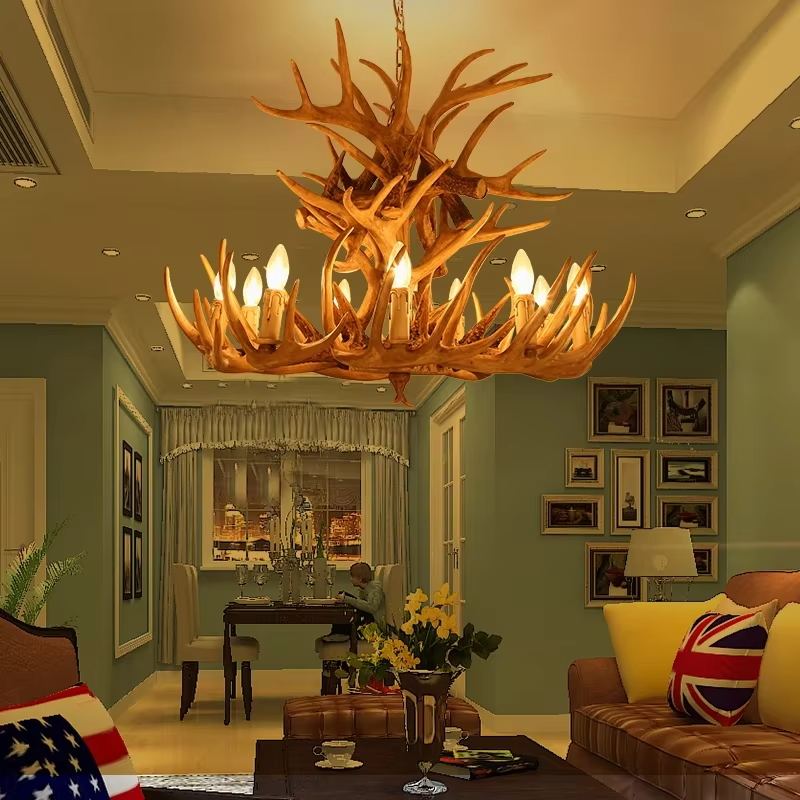 Antizer Antler Shape Resin Chandelier for Living Room