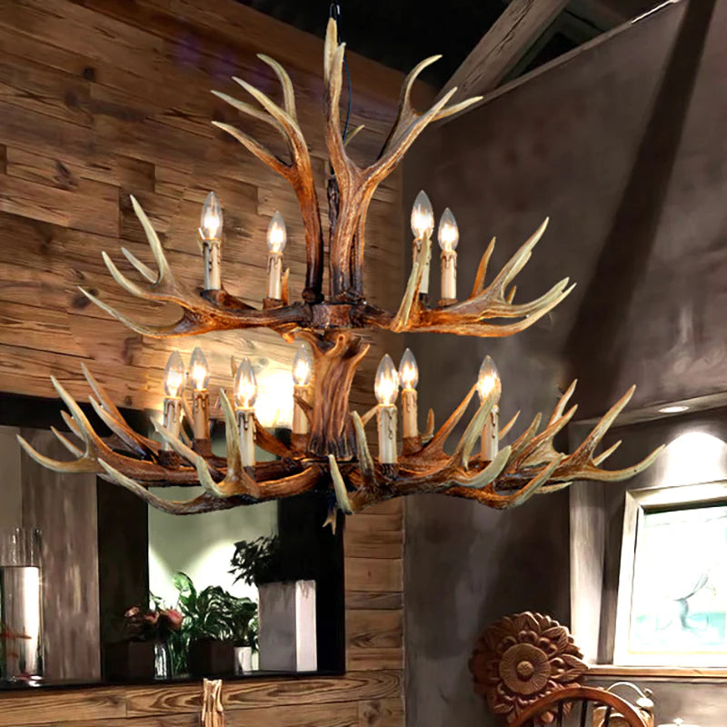 Antizer Antler Shape Resin Chandelier for Living Room