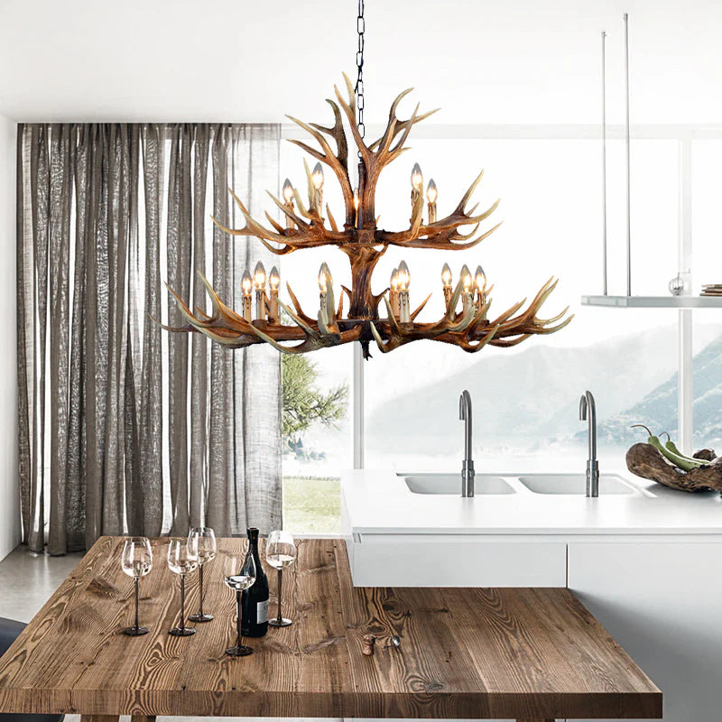 Antizer Antler Shape Resin Chandelier for Living Room