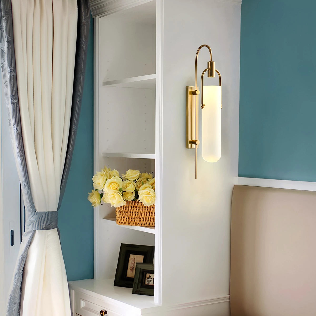 Antizer Modern Arc Glass Wall Lamp for Bedroom