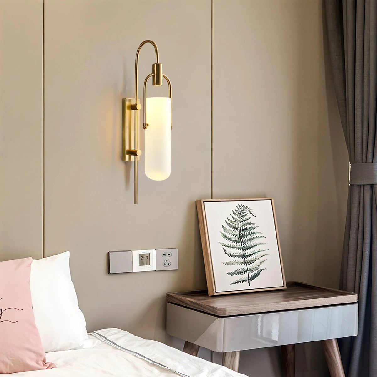 Antizer Modern Arc Glass Wall Lamp for Bedroom