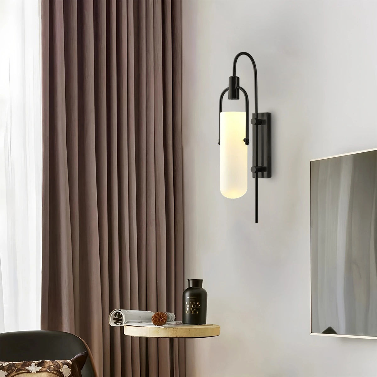 Antizer Modern Arc Glass Wall Lamp for Bedroom