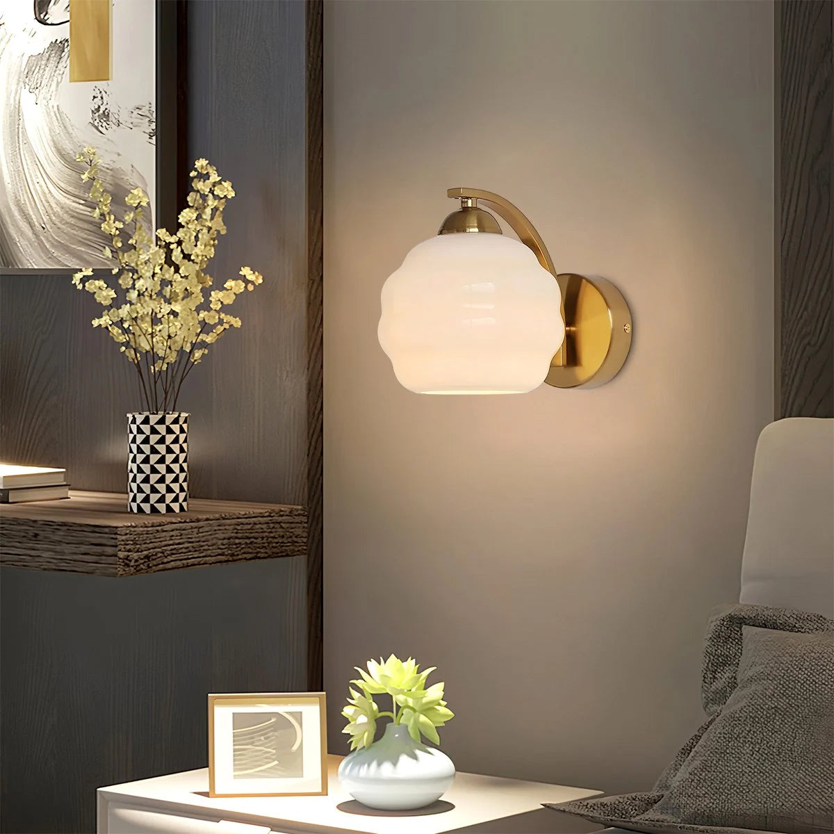 Antizer Art Deco Vintage Glass Wall Lamp