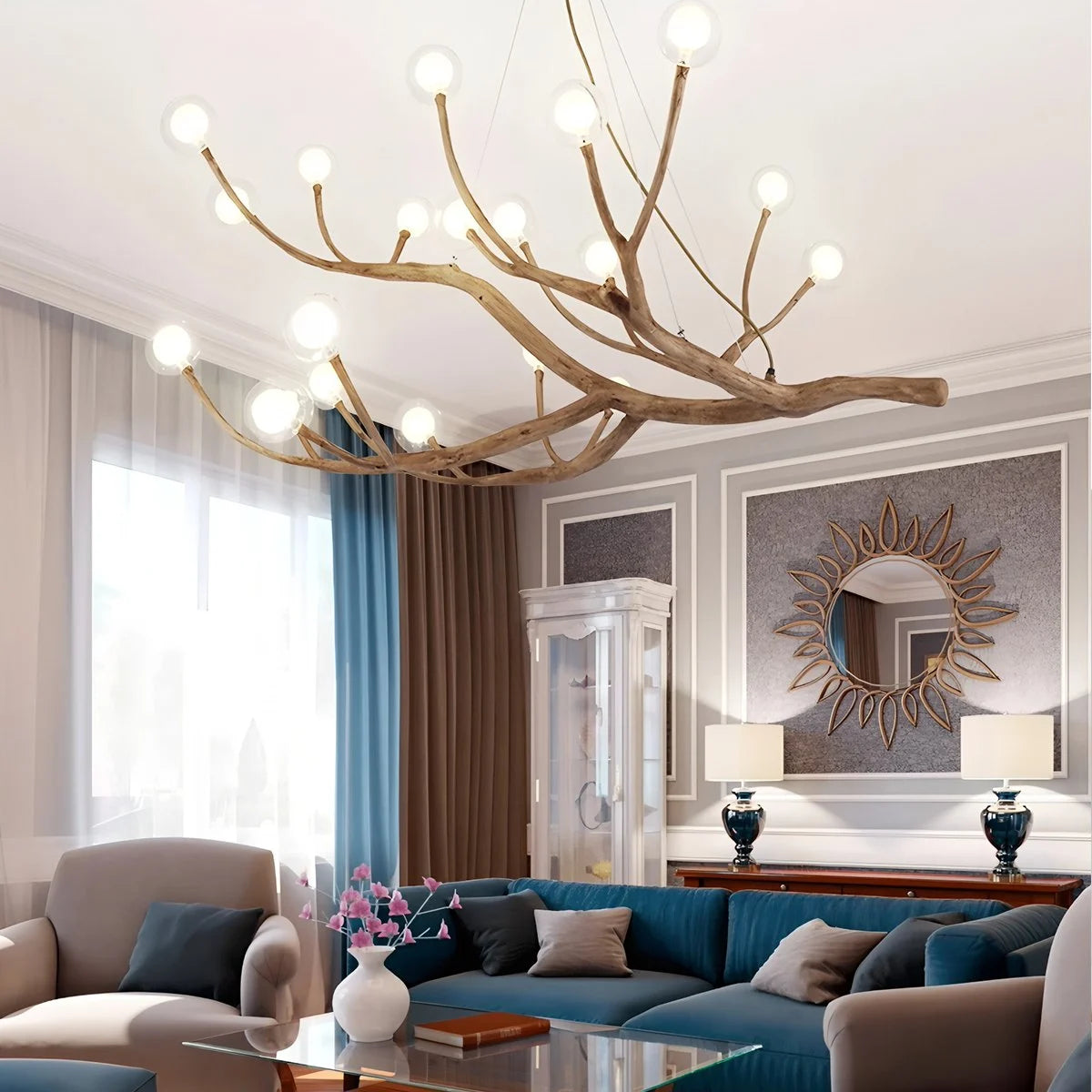 Antizer Arvore Branch Glass Chandelier for Dining Room