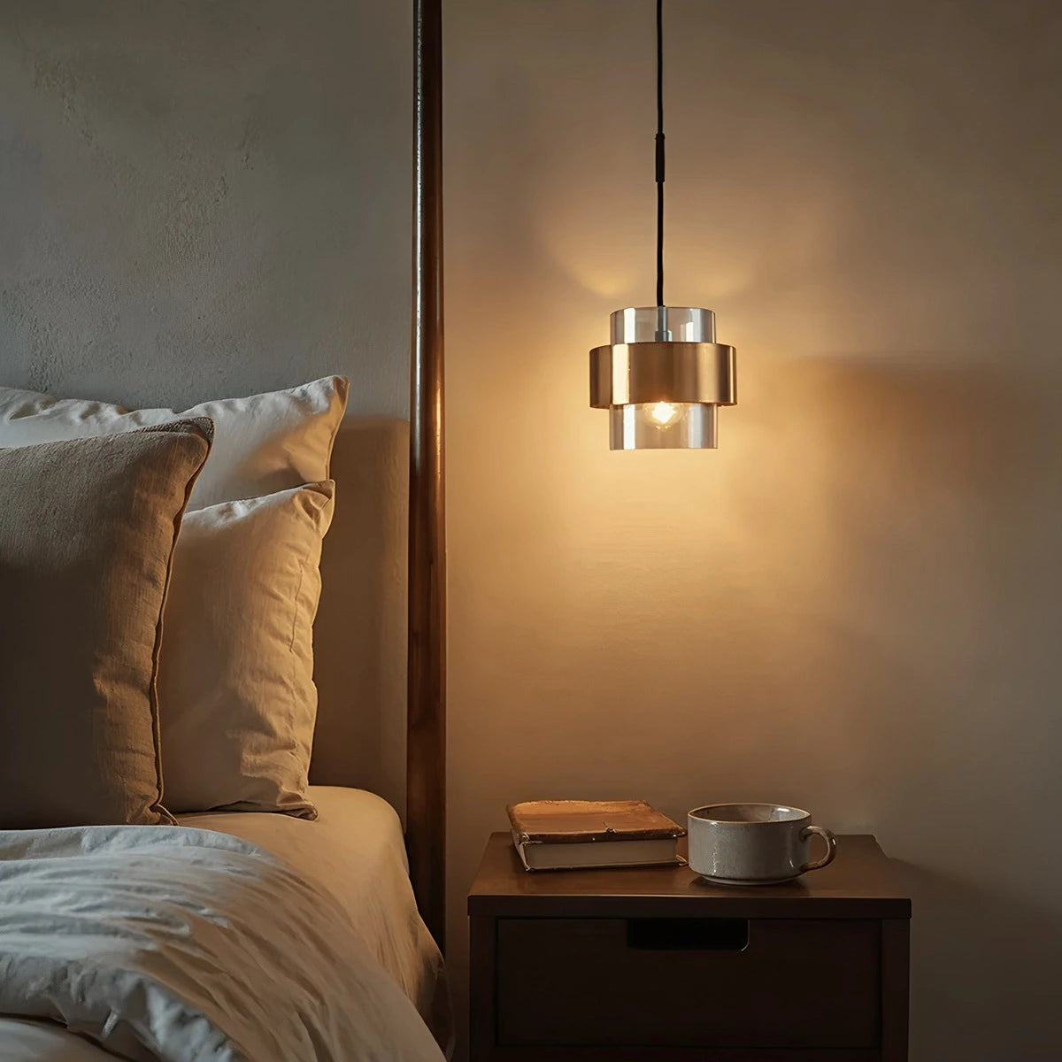 Antizer Azenor Cylindrical Glass Pendant Light for Bedroom