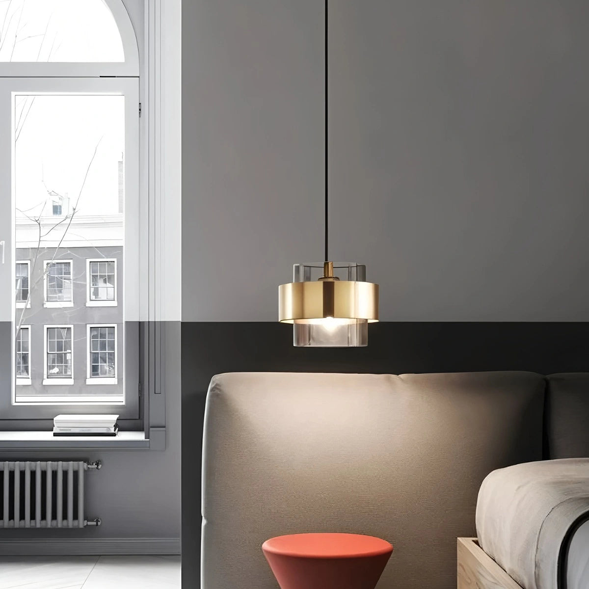 Antizer Azenor Cylindrical Glass Pendant Light for Bedroom