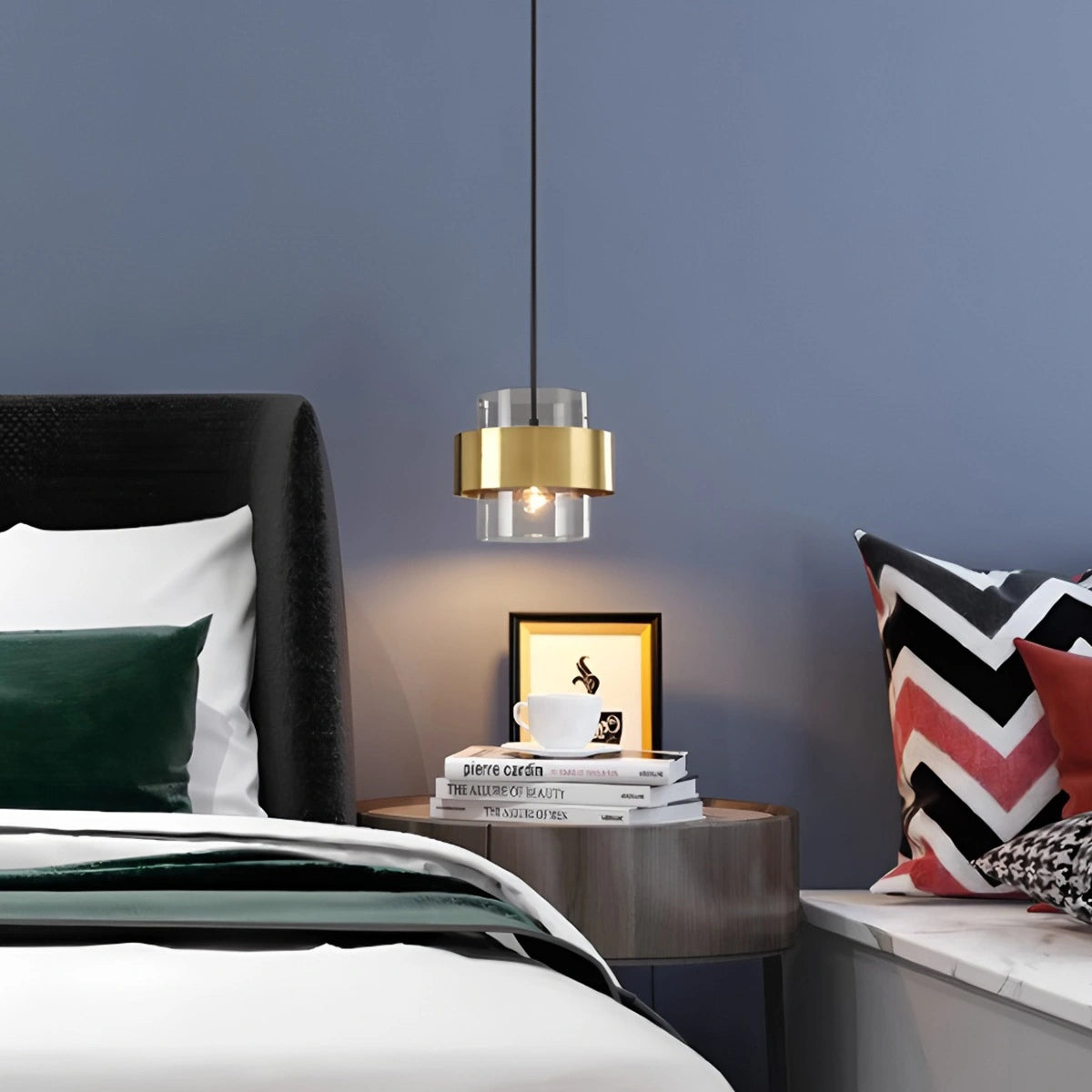 Antizer Azenor Cylindrical Glass Pendant Light for Bedroom