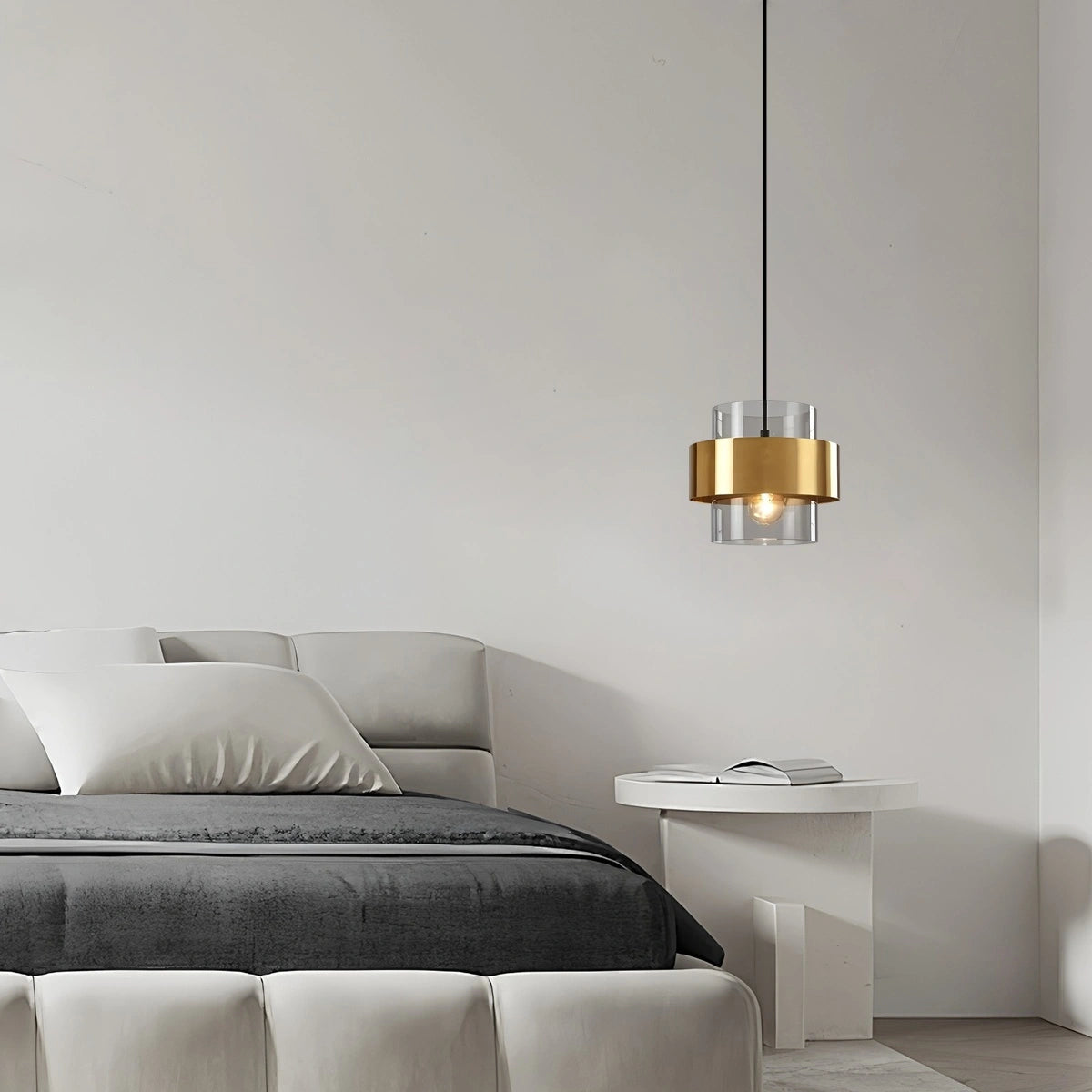 Antizer Azenor Cylindrical Glass Pendant Light for Bedroom