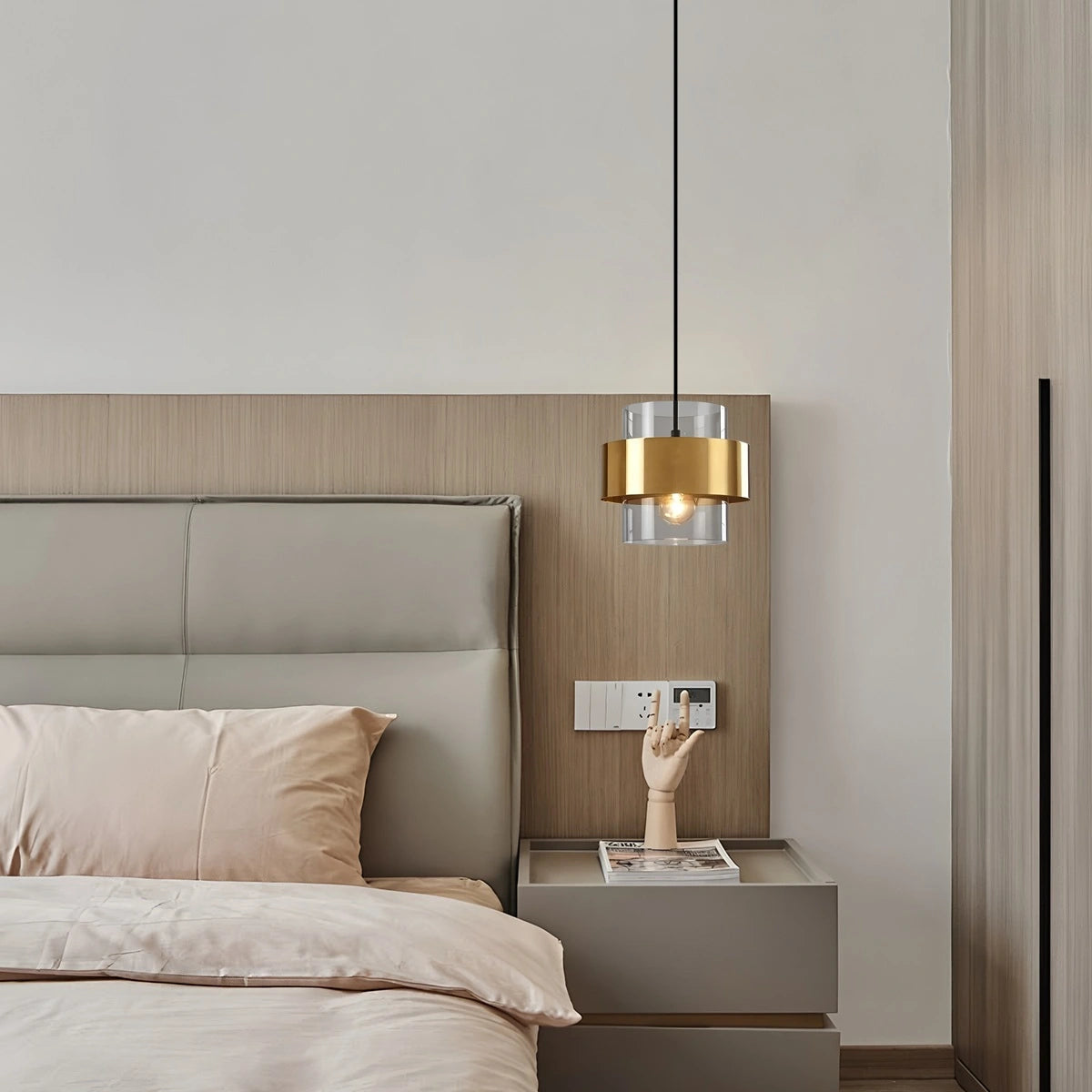 Antizer Azenor Cylindrical Glass Pendant Light for Bedroom