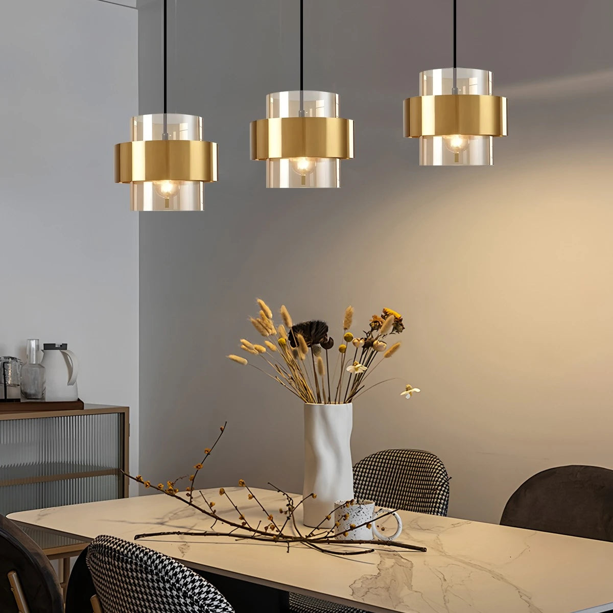 Antizer Azenor Cylindrical Glass Pendant Light for Bedroom