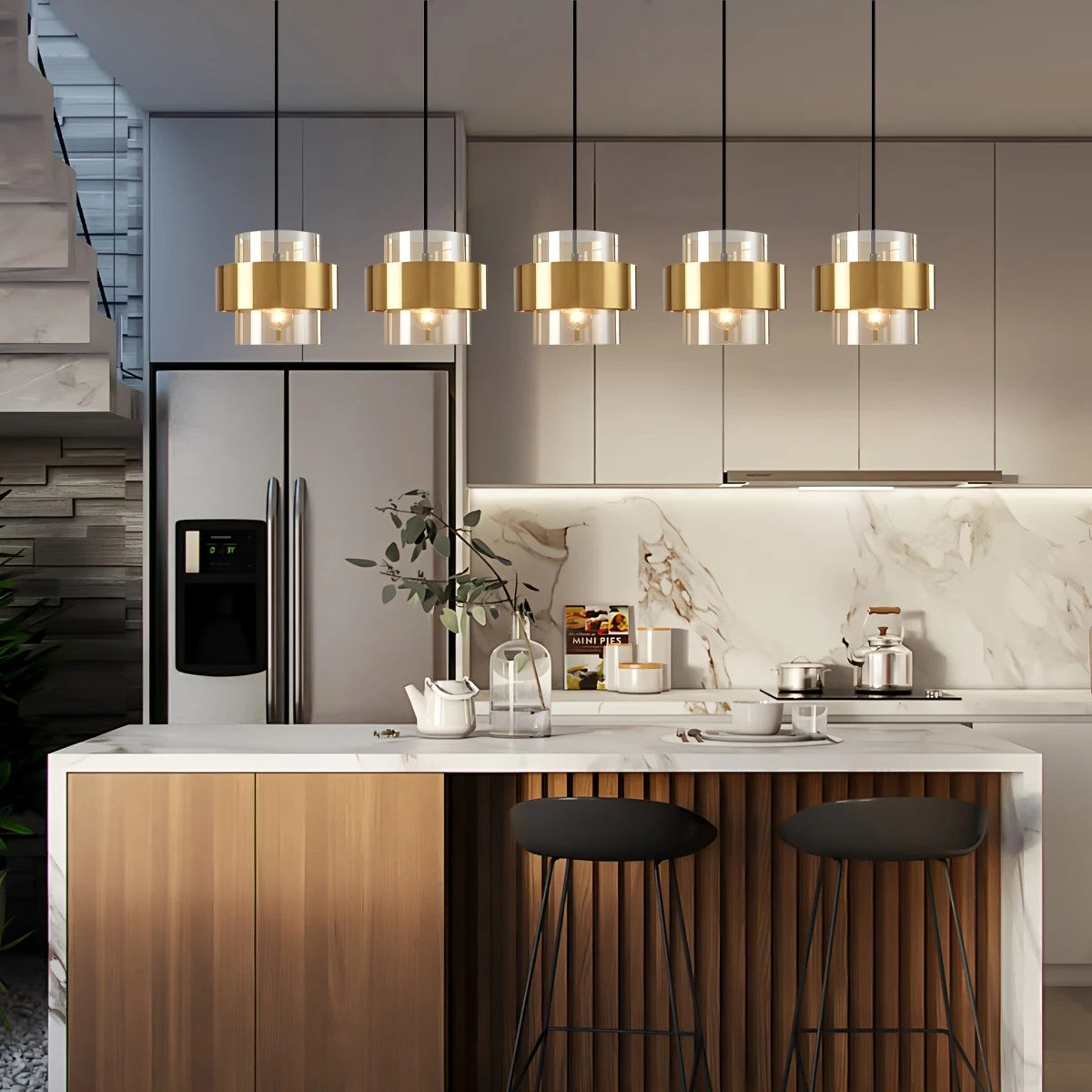 Antizer Azenor Cylindrical Glass Pendant Light for Bedroom