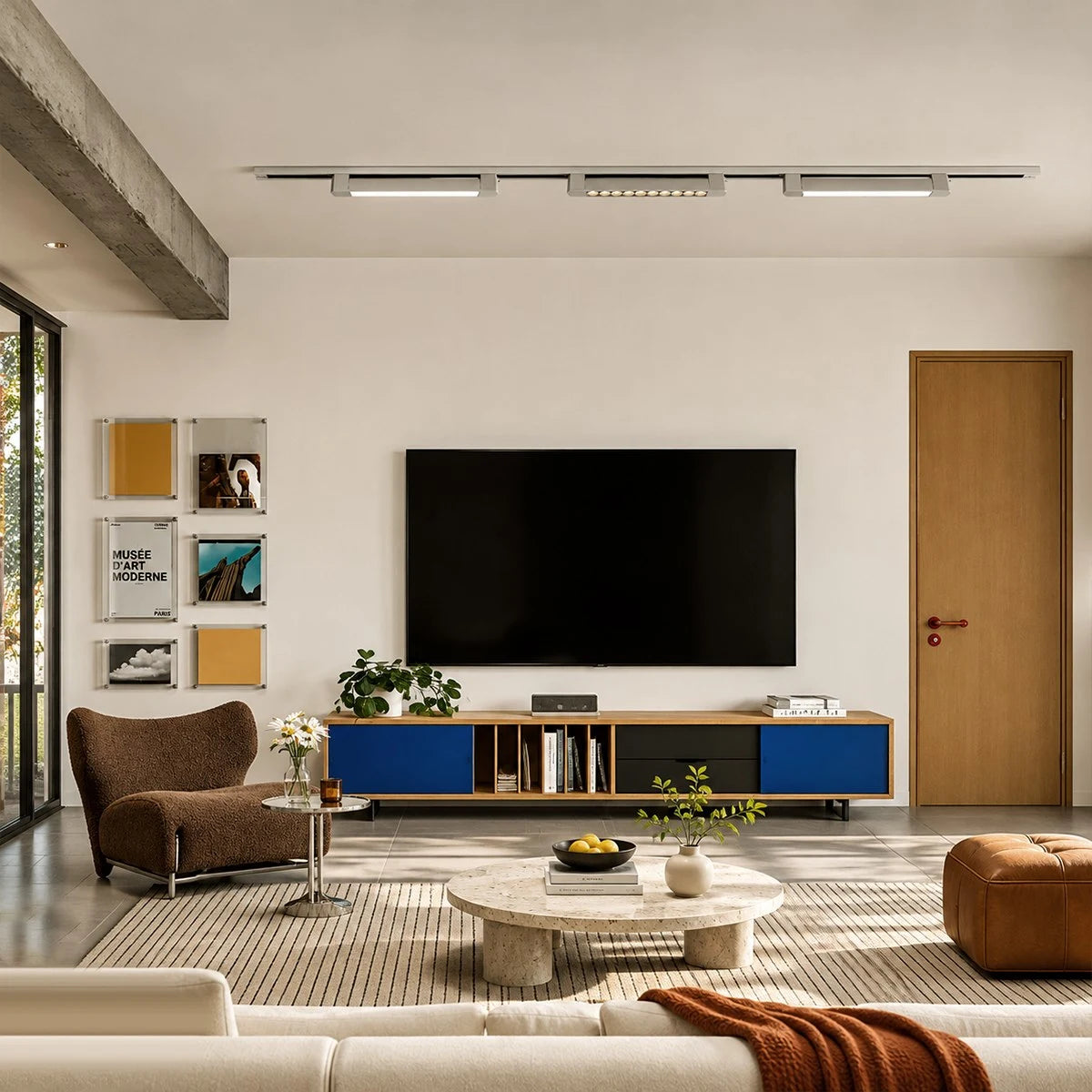 Antizer Bauhaus nickel plated modular track light system in a contemporary interior