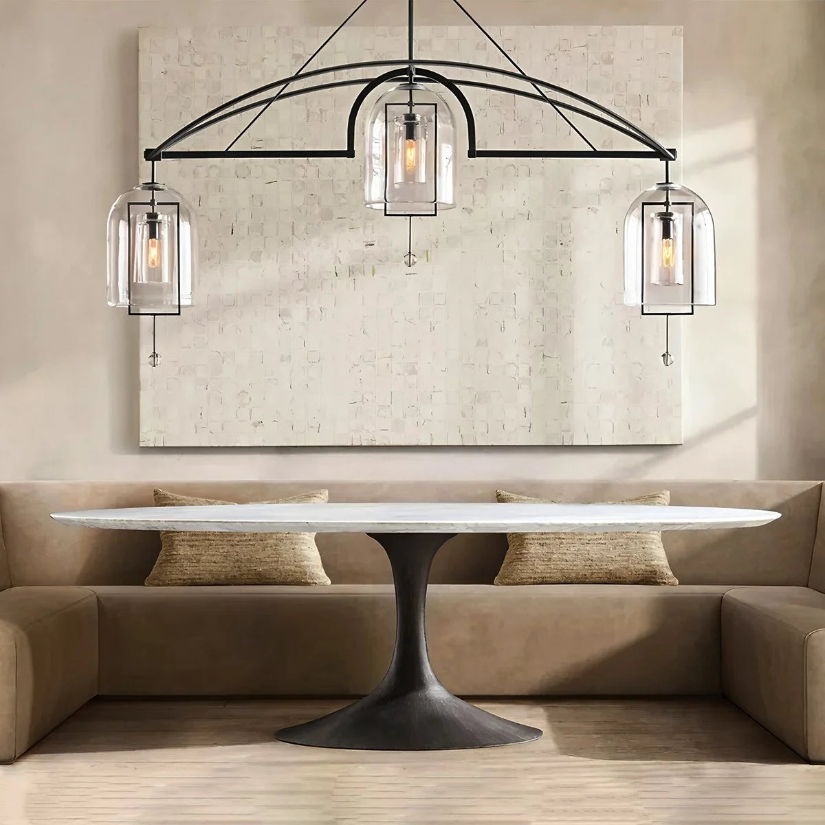 Antizer Bell Glass Chandelier for Living Room