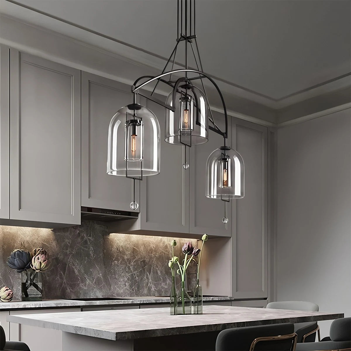Antizer Bell Glass Chandelier for Living Room