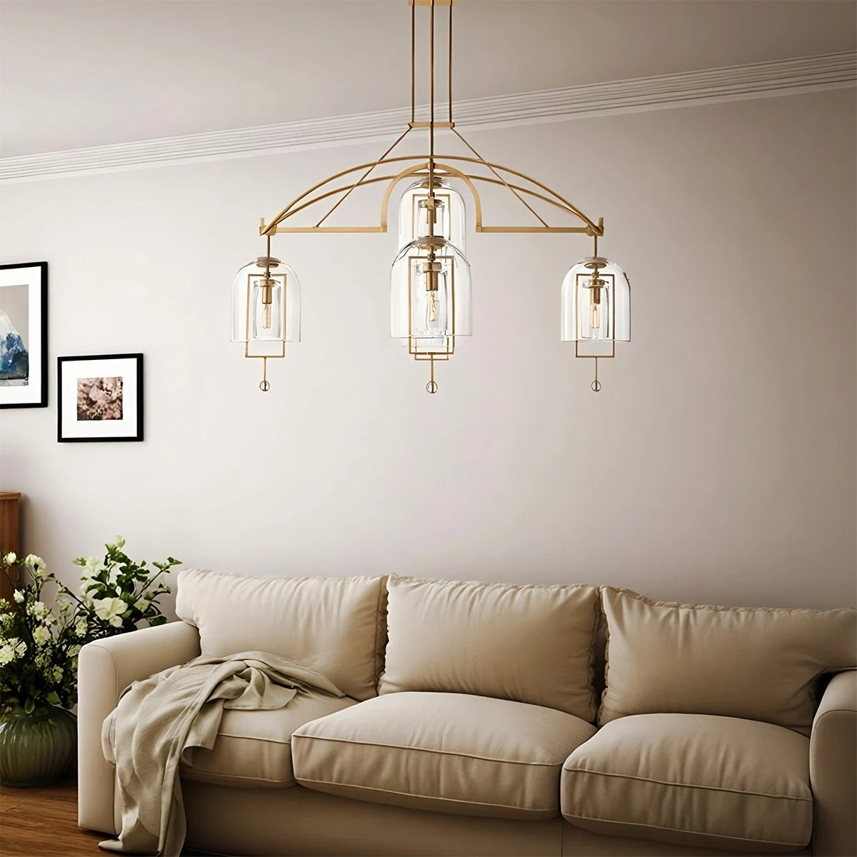 Antizer Bell Glass Chandelier for Living Room