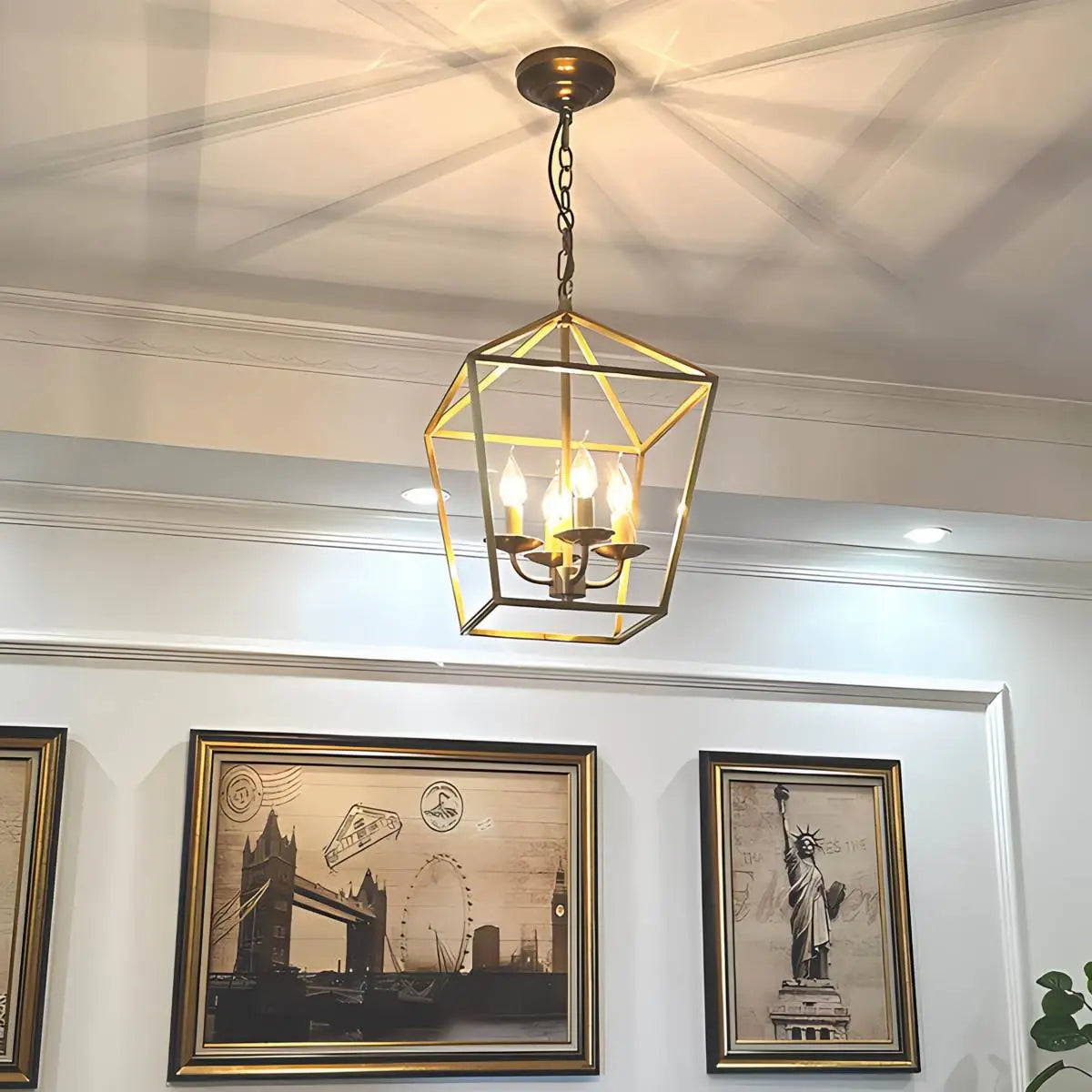 Antizer Bird Cage Iron Pendant Lamp for Dining Room