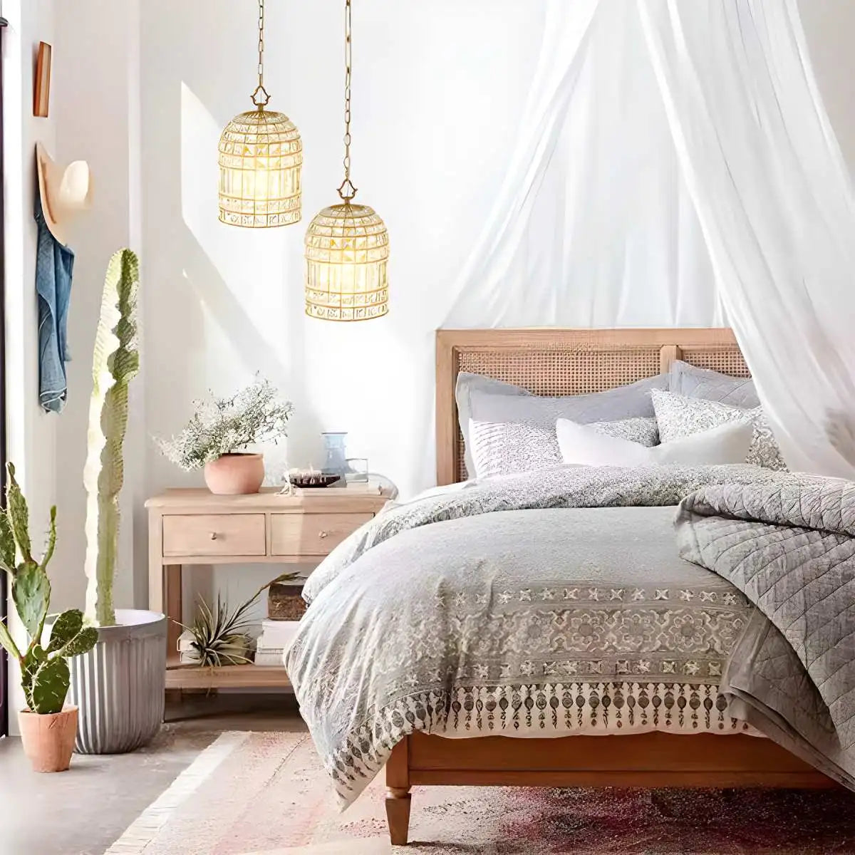Antizer Birdcage Crystal Pendant Light for Dining Room